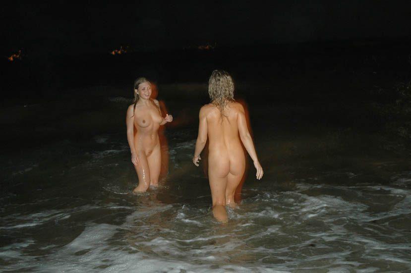 Naked skinny dipping.